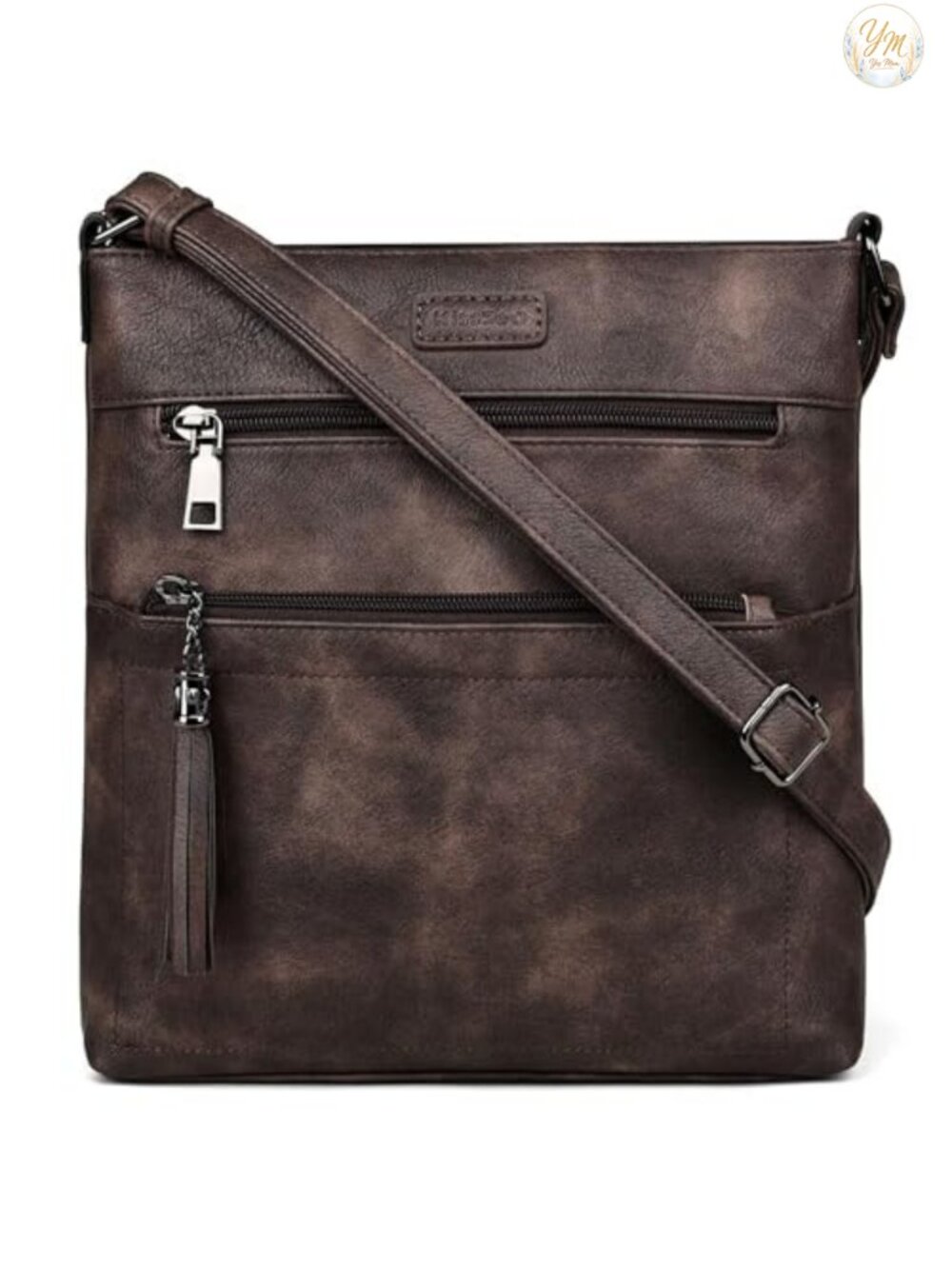 Leather Crossbody Bag Medium Multi Pocket Adjustable Strap Travel Purse